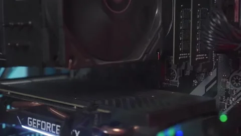 Gaming Computer with CPU and graphic card Stock Footage 231478551
