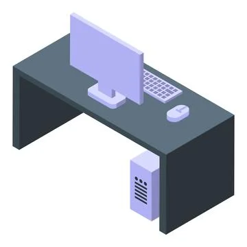 Gaming computer desk icon isometric vector. Media equipment Stockillustratie