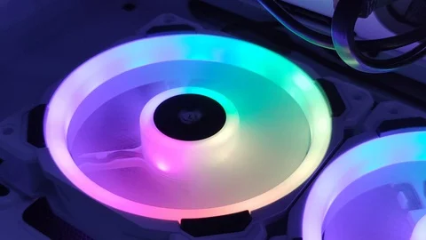 Gaming computer fan RGB Stockbeeldmateriaal 128195224