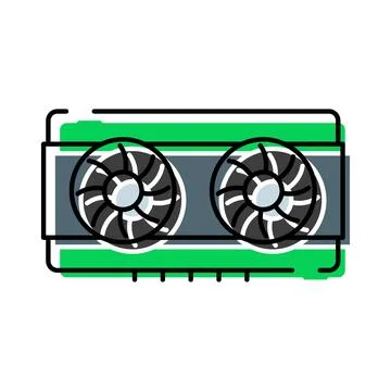 Gaming computer hardware graphics processing unit component Stock Illustration
