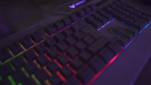 Gaming computer keyboard showing footage Stock Footage 290950375