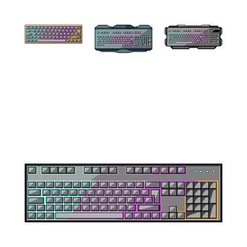 Gaming computer keyboards with colorful backlighting illustration Stock-Illustration
