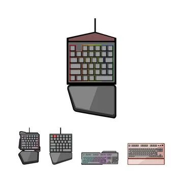 Gaming computer keyboards with ergonomic design concepts Illustrazione stock