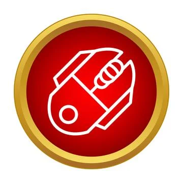 Gaming computer mouse peripheral icon in red circle 스톡 일러스트