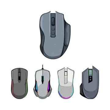 Gaming computer mouse set offering various ergonomic designs 库存插图
