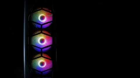 Gaming computer with multi-colored backlight. Side view. Stock Footage 269213112