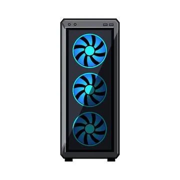 Gaming computer pc case with rgb fans Illustrazione stock