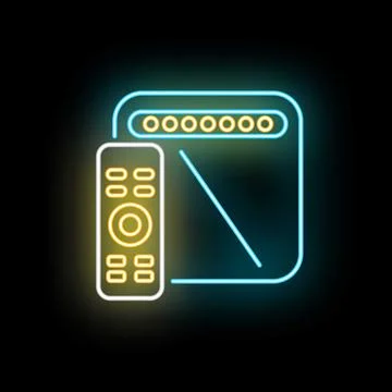 Gaming console and remote control neon icon Stock Illustration
