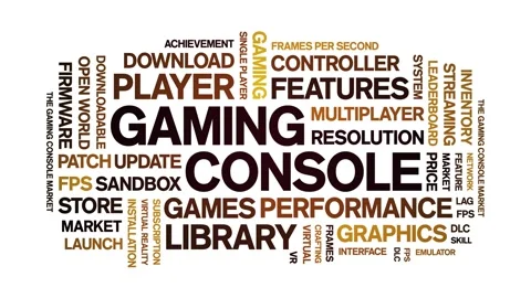 Gaming Console animated word cloud,animation kinetic typography seamless loop. Stock Footage 328069627