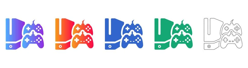 Gaming Console Controller Icon Set Illustrazione stock