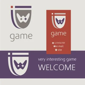 Gaming console controller vector logo. Buziness card, banner. Stock Illustration