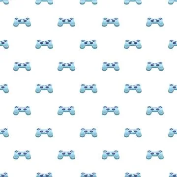 Gaming console gamepads repeating on a white background Stock Illustration