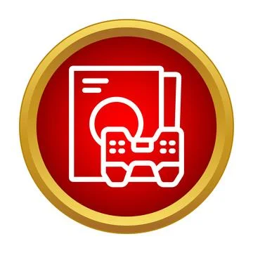 Gaming console setup with game disc and controller Stock Illustration