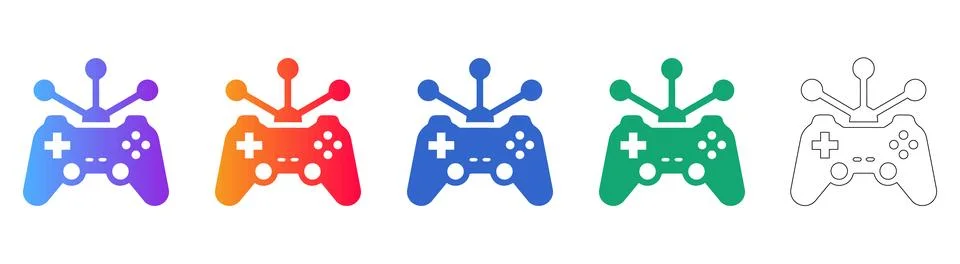 Gaming Controller Connection Icons Stock Illustration