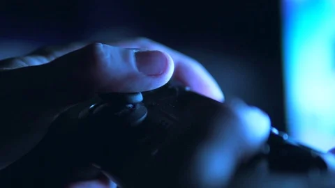 Gaming Controller Detail, Man Immersed In Online Video Game, 4K Gamer Stock Footage 87823133