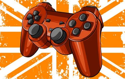 Gaming controller with england flag vector illustration Illustrazione stock