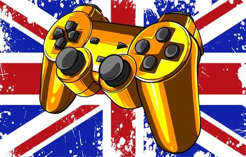 Gaming controller with england flag vector illustration Illustrazione stock