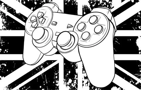 Gaming controller with england flag vector illustration Illustrazione stock