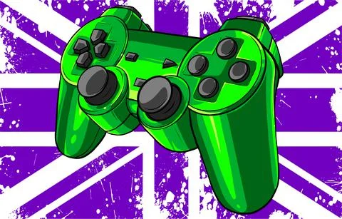 Gaming controller with england flag vector illustration Illustrazione stock