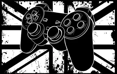 Gaming controller with england flag vector illustration Illustrazione stock