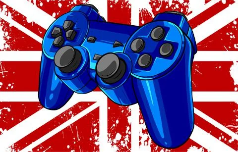 Gaming controller with england flag vector illustration Illustrazione stock