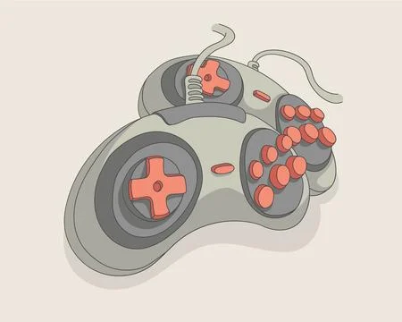 Gaming Controller Flat Illustration Modern Gamepad Device Technology Neutral Ilustración de archivo