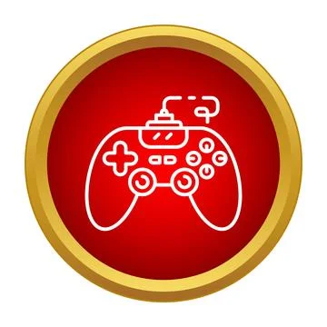 Gaming controller gamepad outline icon in red circle イラスト素材