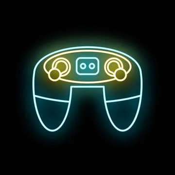 Gaming controller icon glowing with neon lines Stock Illustration