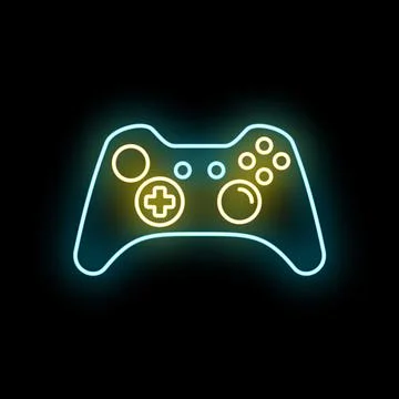 Gaming controller icon glowing in neon digital style Stock Illustration