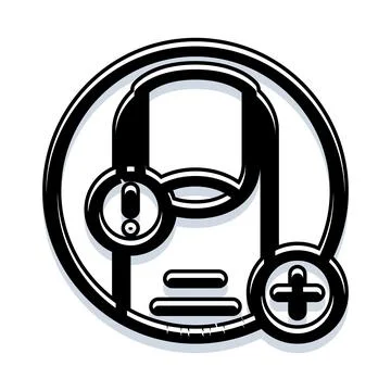 Gaming controller icon with plus and exclamation marks Stock Illustration