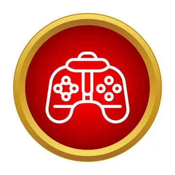 Gaming controller icon on red button Illustrazione stock