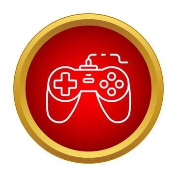 Gaming controller icon on red circle background Stock Illustration