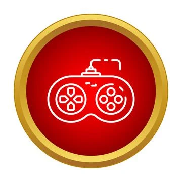 Gaming controller icon on red circle background Illustrazione stock