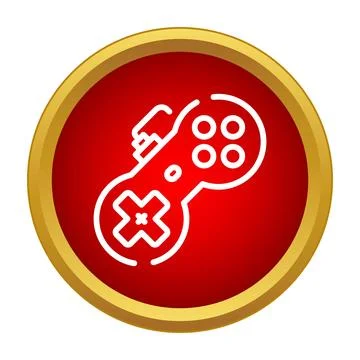 Gaming controller icon on a red circular background Stock Illustration