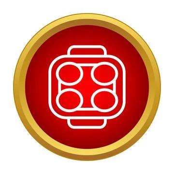 Gaming controller icon on red circular background イラスト素材