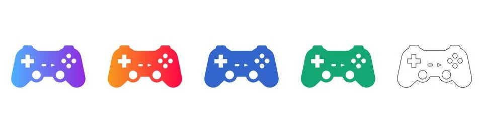 Gaming Controller Joystick Icons Stock Illustration