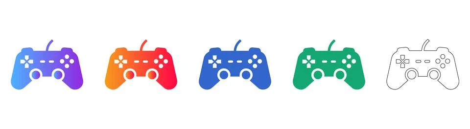 Gaming Controller Multimedia Icons Stock Illustration