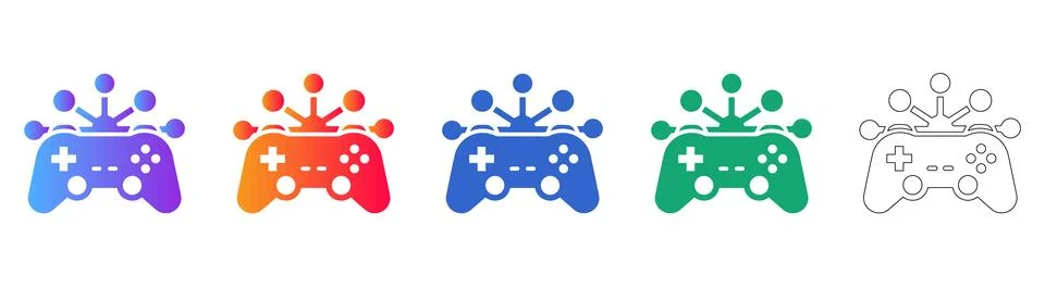 Gaming Controller Network Icon Set Stock Illustration