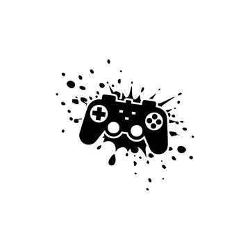 Gaming Controller with Paint Splatter Design. Vector icon. Illustrazione stock
