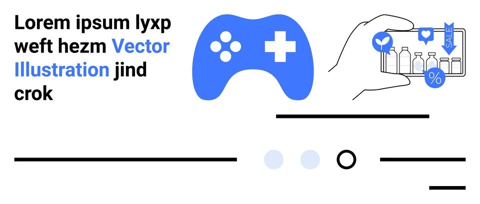 Gaming controller, smartphone, interactive icons, blue and black color scheme イラスト素材