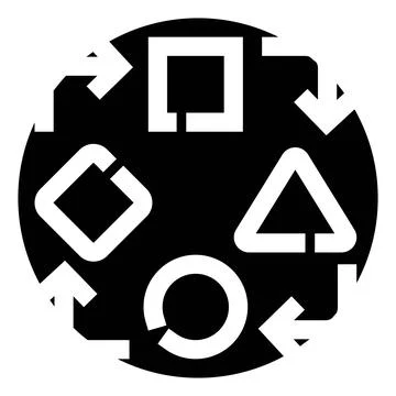 Gaming controller symbols with arrows looping design Stock Illustration