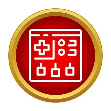 Gaming controller user interface icon on red background Stock Illustration