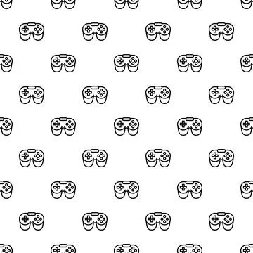 Gaming controllers repeating in a black and white seamless pattern Stock Illustration