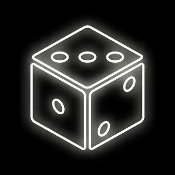Gaming dice neon light line icon illustration Stock Illustration