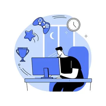 Gaming disorder abstract concept vector illustration. Stockillustratie