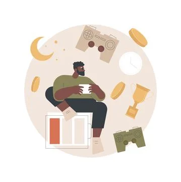 Gaming disorder abstract concept vector illustration. Stockillustratie