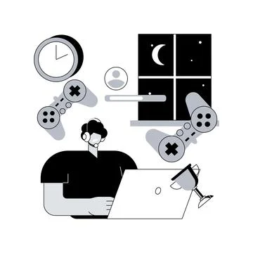 Gaming disorder abstract concept vector illustration. Stockillustratie