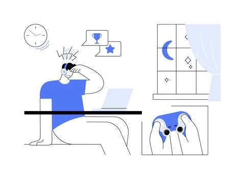 Gaming disorder abstract concept vector illustration. Stockillustratie