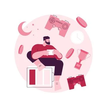 Gaming disorder abstract concept vector illustration. Illustrazione stock