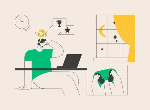 Gaming disorder abstract concept vector illustration. Stockillustratie